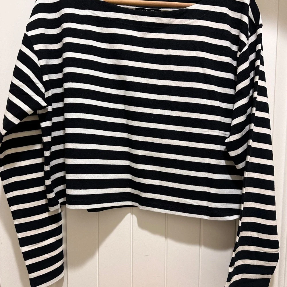 J. Crew Black and White Striped Long Sleeve Tee